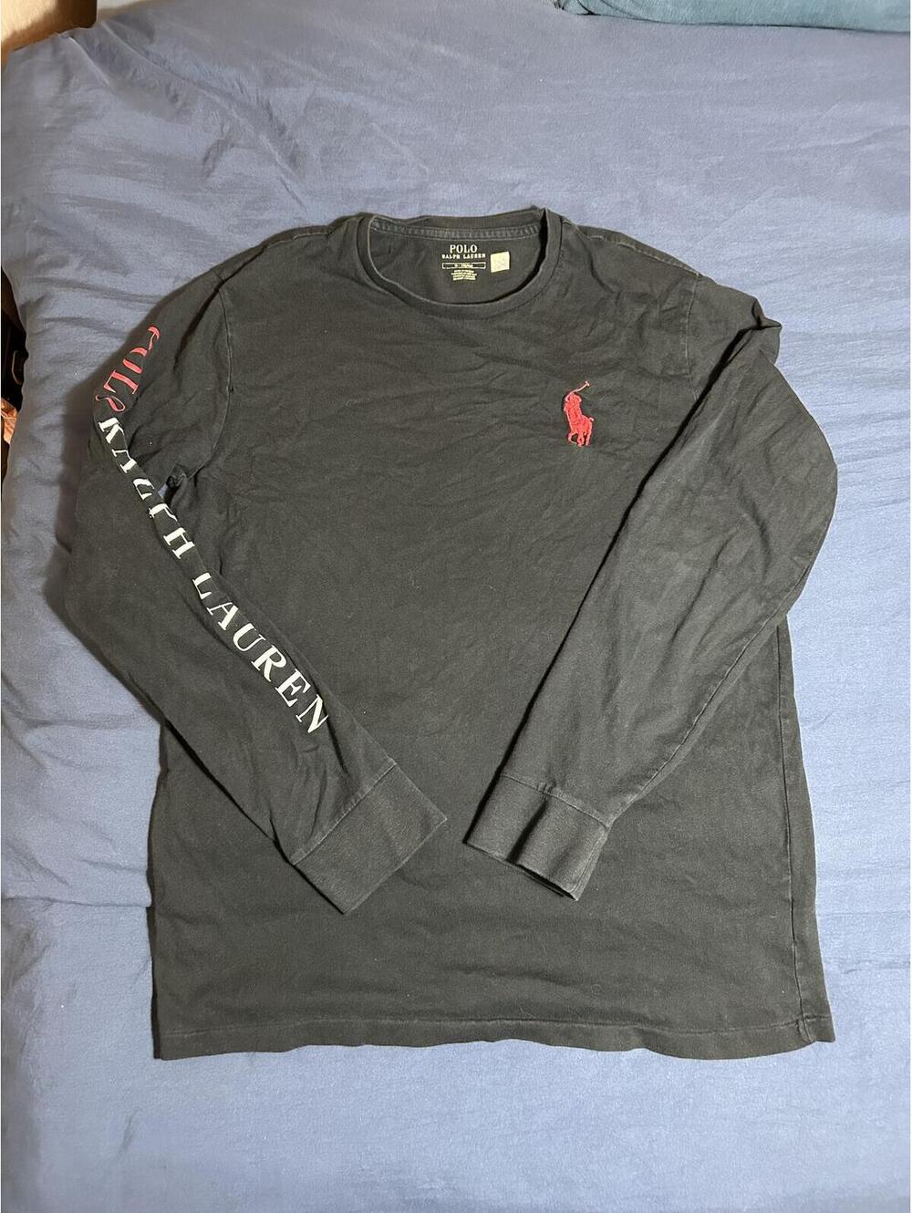 Polo Ralph Lauren Black Long Sleeve Logo T-Shirt Size M